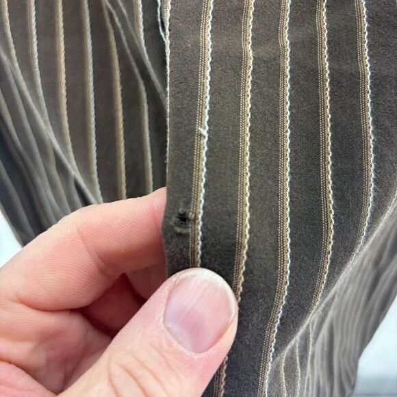 Dickies Mens Western Shirt 2XL Brown Stripe Short Sleeve Pearl Snap Cowboy READ - Picture 3 of 5